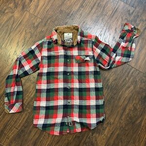 Legendary Whitetails- Original Buck Camp- Red, Green & White Plaid Button-Up